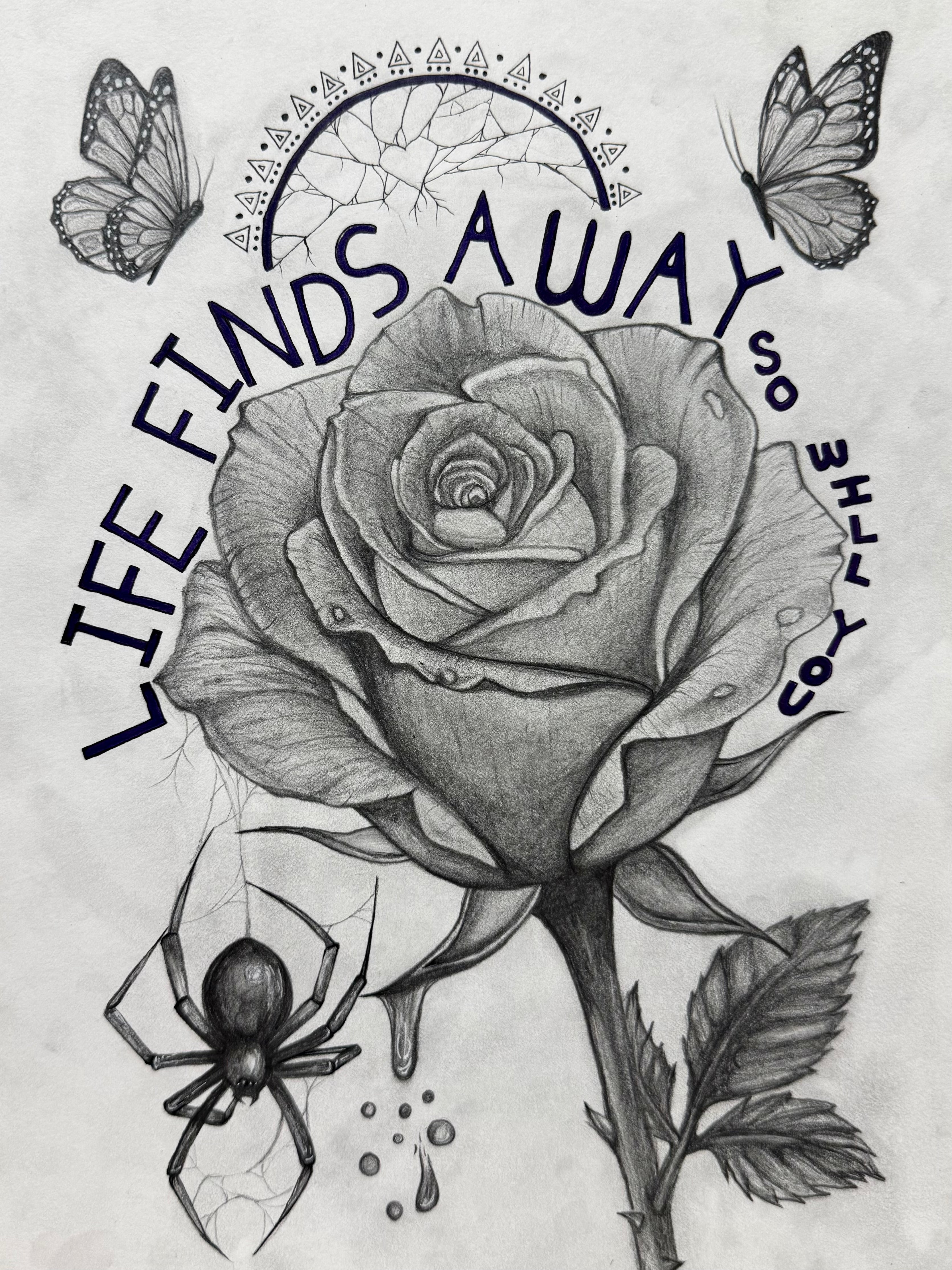 Life Finds A Way Original Drawing